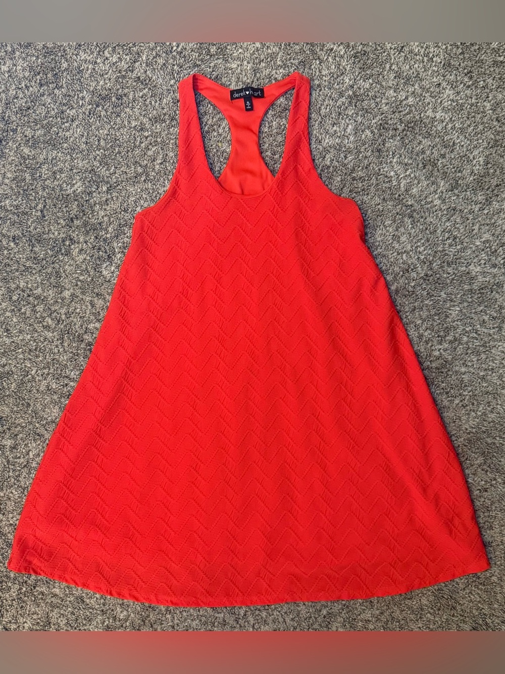 Derek Heart Bright Orange Racerback Chevron Knit Layered Dress